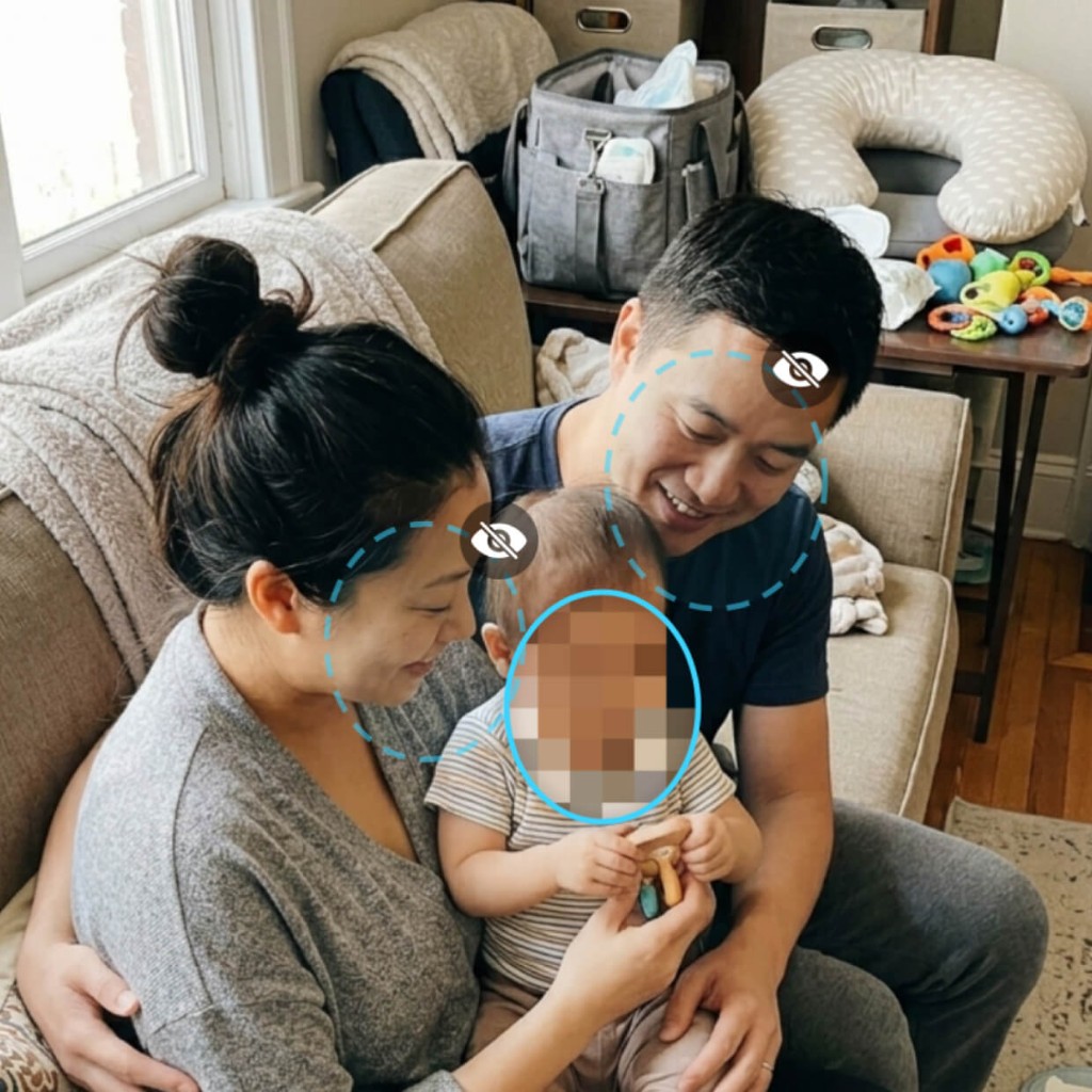 Family photo with faces detected automatically in Vlur